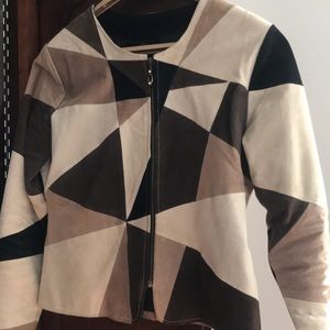 Leather-Suede patchwork jacket